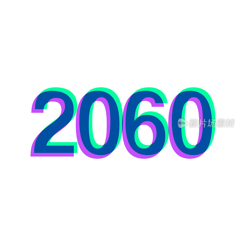 2060年- 2006年。图标与两种颜色叠加在白色背景上